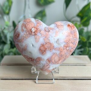 Pink Cotton Candy Agate Heart Carving B